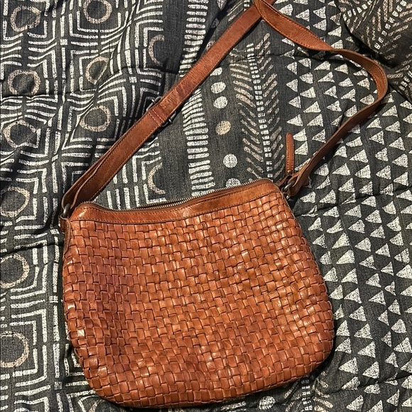 Brown Woven Leather Shoulder Bag - Picture 1 of 2